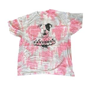 NWT hand Tie-Dye screen printed rescue Pitbull Dog Graphic T-Shirt-2X